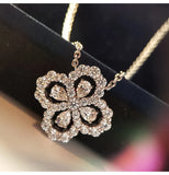 Silver Four Leaf Clover Necklace Zircon Jewelry Wedding Gift