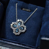 Silver Four Leaf Clover Necklace Zircon Jewelry Wedding Gift