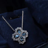 Silver Four Leaf Clover Necklace Zircon Jewelry Wedding Gift