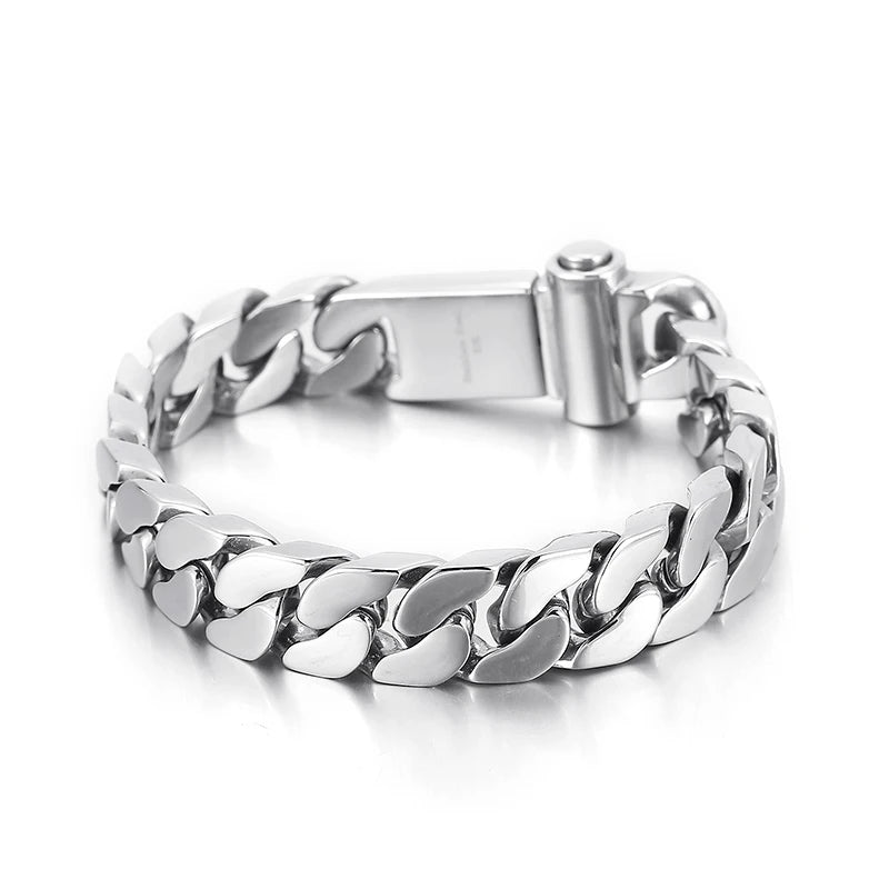 Men's Chain Cuban Bracelet 13mm Punk Stainless Steel