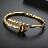 Spiked Bracelets Screws Love Heart Crystal Bangles for Women Men