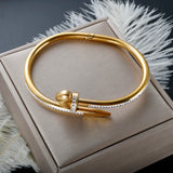 Spiked Bracelets Screws Love Heart Crystal Bangles for Women Men