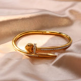 Spiked Bracelets Screws Love Heart Crystal Bangles for Women Men