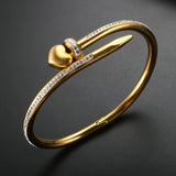 Spiked Bracelets Screws Love Heart Crystal Bangles for Women Men