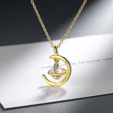 Stars Moon Planet 925 Silver Chain Necklace SNE464