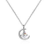 Stars Moon Planet 925 Silver Chain Necklace SNE464