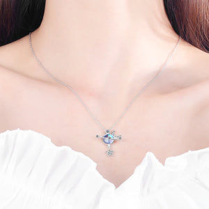 Stars Moon Planet Universe 925 Silver Clavicle Chain Necklace