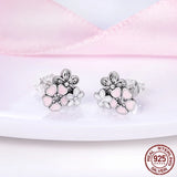 Daisy Flower Silver 925 Zircon Stud Earrings for Women