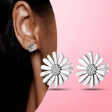 Daisy Flower Silver 925 Zircon Stud Earrings for Women