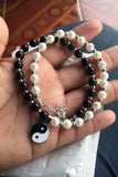 Tai Chi Pearl Beaded Necklace Yin Yang Pendant Choker