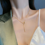 Square Geometry Chain Pendant Necklace Titanium Steel Plating 14K Real for Women