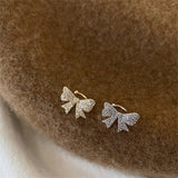 Zircon Crystal Bow Ear Bone Clip Silver Ear Cuff