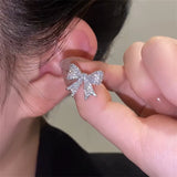 Zircon Crystal Bow Ear Bone Clip Silver Ear Cuff