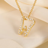 Zircon Tooth Pendant Necklace Medical Stainless Steel Chain