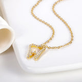 Zircon Tooth Pendant Necklace Medical Stainless Steel Chain