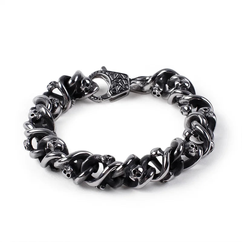 Punk Men's Stainless Steel Skull Bracelet