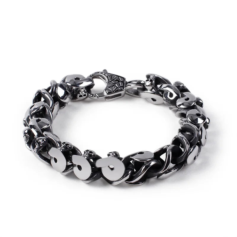 Punk Men's Bracelet Skull Stainless Steel Jewelry