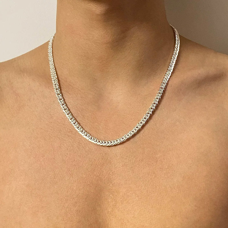 925 Silver 6MM Chain Necklace Men's Women's Wedding Jewelry