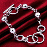 925 Sterling Silver Beads Circle Bracelet for Woman