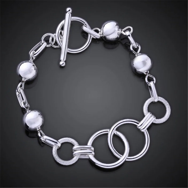 925 Sterling Silver Beads Circle Bracelet for Woman