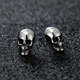 Skull Stud Earrings Punk Hip-Hop Jewelry Halloween Stainless Steel Piercings