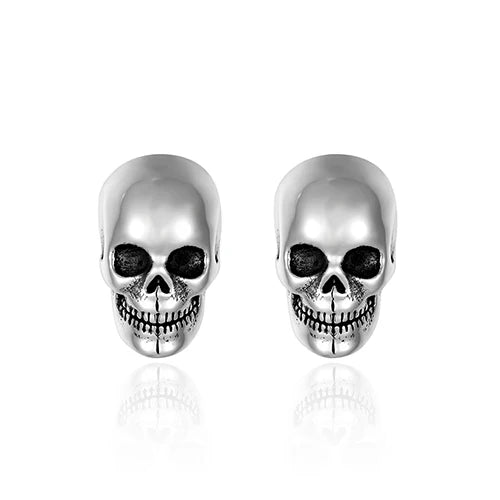 Skull Stud Earrings Punk Hip-Hop Jewelry Halloween Stainless Steel Piercings