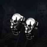 Skull Stud Earrings Punk Hip-Hop Jewelry Halloween Stainless Steel Piercings