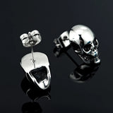 Skull Stud Earrings Punk Hip-Hop Jewelry Halloween Stainless Steel Piercings