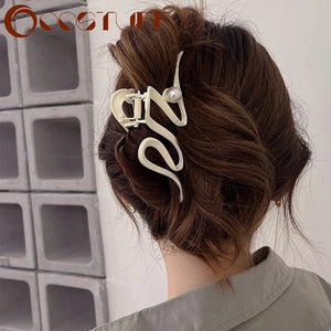 Geometric Wave Claw Clips for Thick Hair