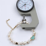 Potato Shape Pearl Bracelet with Green Heart Accessories for Women