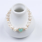 Potato Shape Pearl Bracelet with Green Heart Accessories for Women