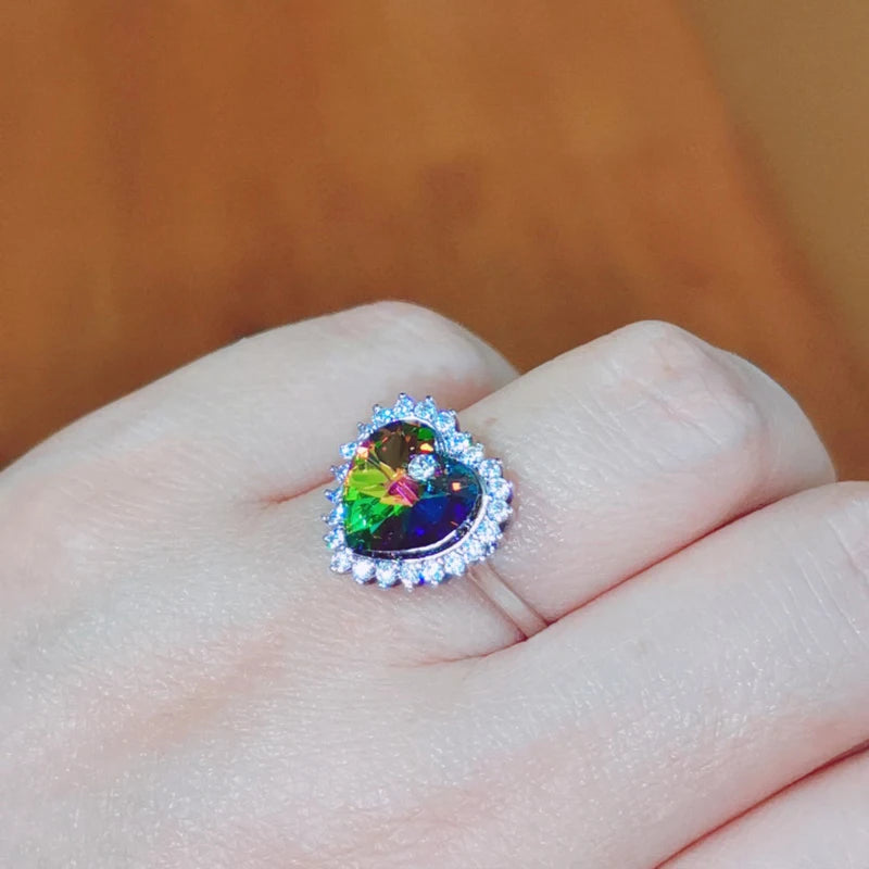 Heart Rings with Austrian Crystal for Women Girls