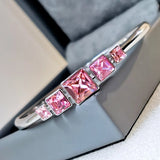 Crystal Square Bangle Bracelet for Women - Wedding Bridal Gift