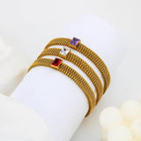 Waterproof Mesh Stainless Steel Bracelet Zircon Vintage Bangle