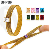 Waterproof Mesh Stainless Steel Bracelet Zircon Vintage Bangle