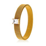 Waterproof Mesh Stainless Steel Bracelet Zircon Vintage Bangle