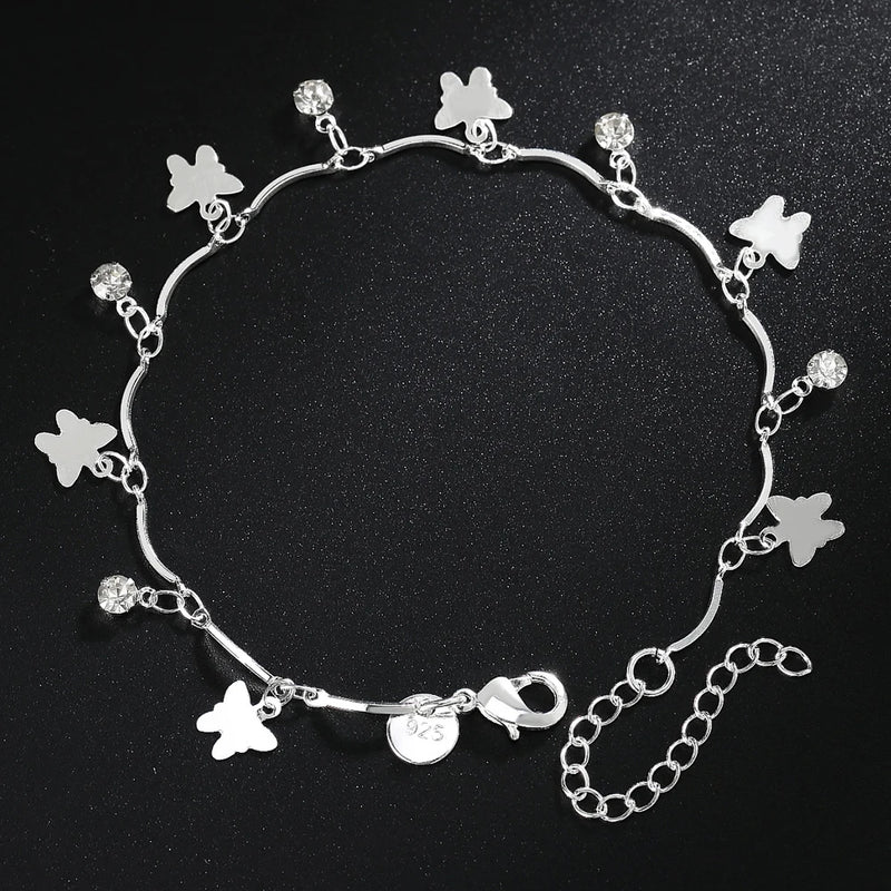 Pretty Butterfly Bracelet 925 Sterling Silver Zircon Wedding Party Jewelry