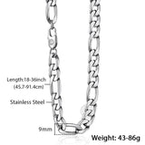 Stainless Steel Link Necklace for Men 6-9mm