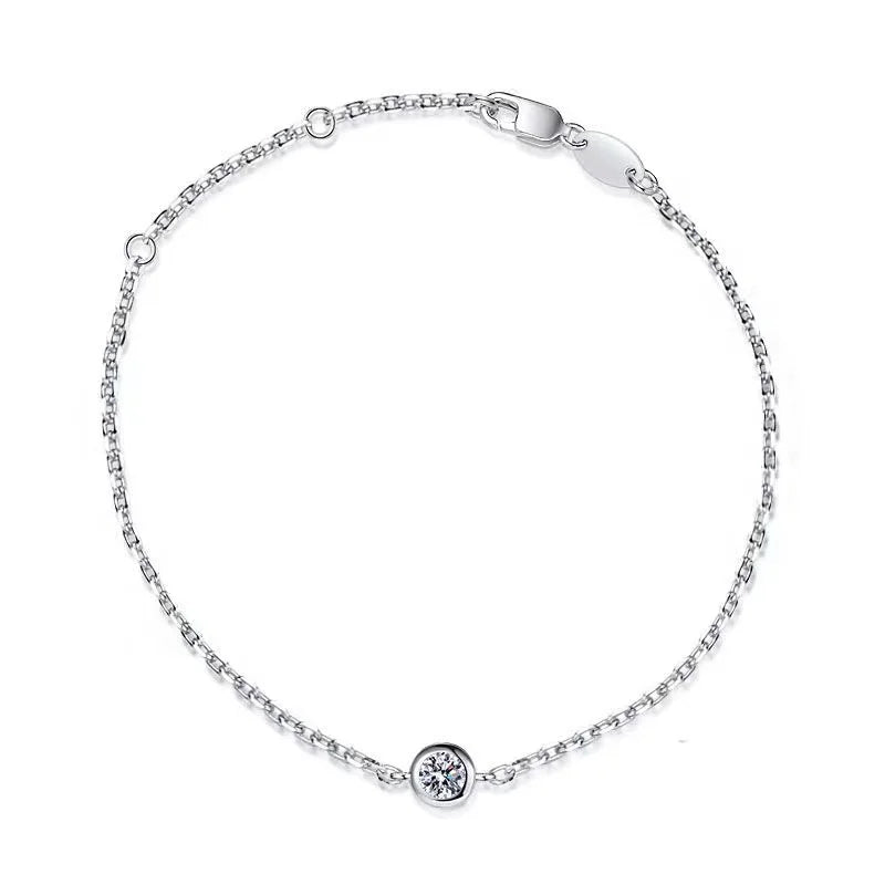 0.3ct D Moissanite Bubble Bracelet 925 Sterling Silver Charm Bracelet