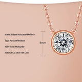 0.5-1ct Bubble Moissanite Diamond Necklace 925 Sterling Silver Clavicle Necklace
