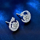 0.5ct D Moissanite Star Moon Earrings 925 Sterling Silver Plated Stud Gift