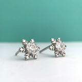 0.8ct Moissanite Snowflake Earrings in 925 Silver D Moissanita Diamond Studs