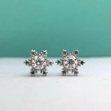 0.8ct Moissanite Snowflake Earrings in 925 Silver D Moissanita Diamond Studs