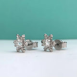 0.8ct Moissanite Snowflake Earrings in 925 Silver D Moissanita Diamond Studs