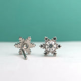 0.8ct Moissanite Snowflake Earrings in 925 Silver D Moissanita Diamond Studs