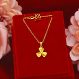 18K Yellow Pendant Necklace Chain for Women Party Fine Jewelry Christmas