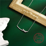 925 Silver Smile Bowknot Choker Necklace CZ Diamond Wedding Jewelry