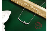 925 Silver Smile Bowknot Choker Necklace CZ Diamond Wedding Jewelry