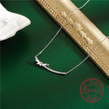925 Silver Smile Bowknot Choker Necklace CZ Diamond Wedding Jewelry