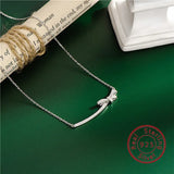 925 Silver Smile Bowknot Choker Necklace CZ Diamond Wedding Jewelry